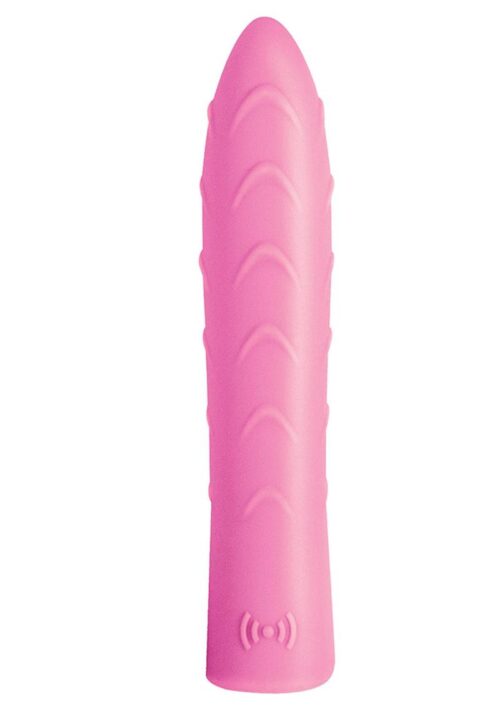 Touch The Wave Silicone Rechargeable Ribbed Bullet Vibrator - Pink