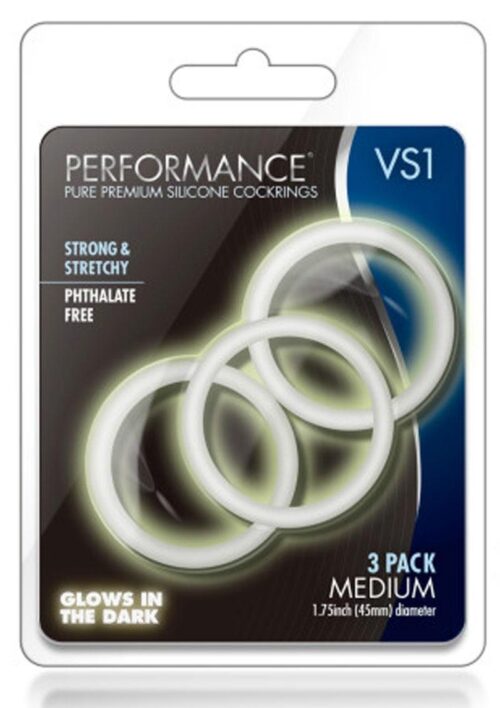 Performance VS1 Pure Premium Silicone Cock Rings (3 Pack) - Medium - White