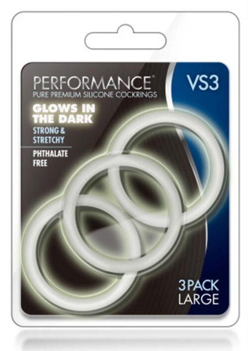 Performance VS3 Pure Premium Silicone Cock Rings (3 Pack) - Large - White