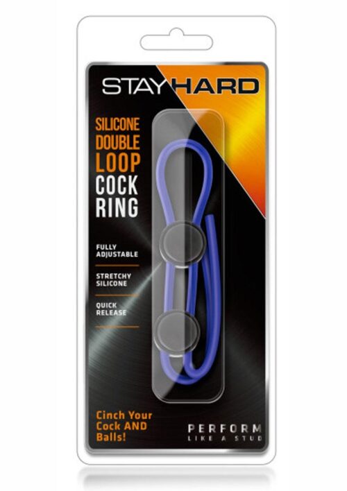 Stay Hard Silicone Double Loop Cock Ring - Blue