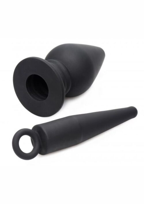 Master Series Plunged Silicone Hollow Plug with Insert - Black