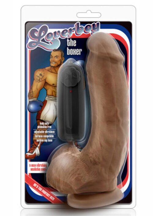 Loverboy The Boxer Vibrating Cock with Balls 9in - Caramel