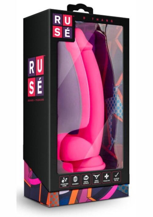 Ruse D Thang Silicone Dildo with Balls 7.75in - Hot Pink