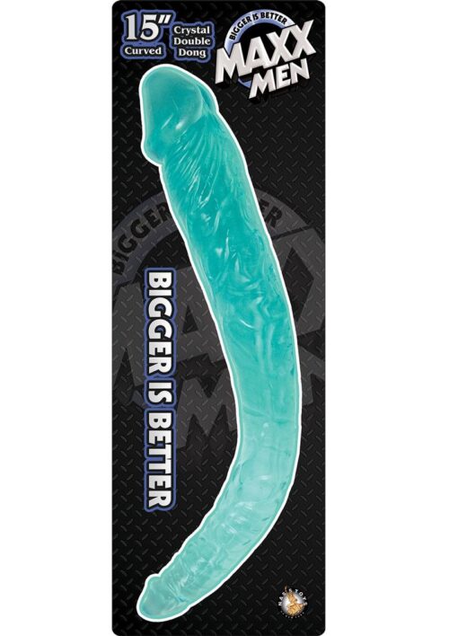 Maxx Men Crystal Curved Double Dildo 15in - Blue