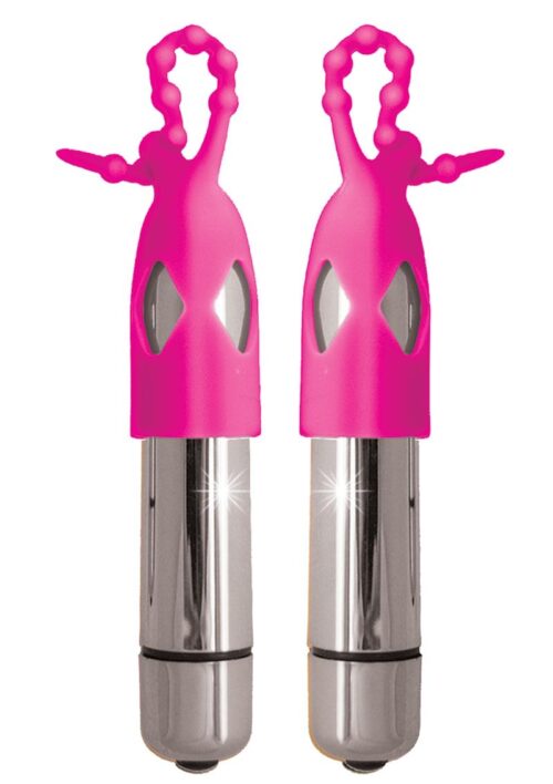 Seduce Me Vibrating Adjustable Nipple Teasers Pink/Silver