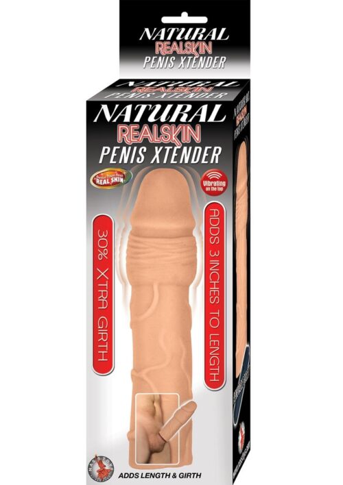 Natural Realskin Penis Xtender Vibrating Penis Extender - Vanilla