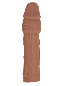 Natural Realskin Penis Xtender Vibrating Penis Extender - Chocolate