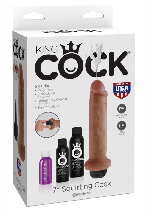 King Cock Squirting Cock Kits 7in - Tan