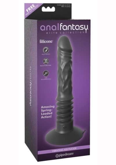 Anal Fantasy Elite Silicone Vibrating Ass Fucker USB Rechargeable Thrusting Dildo Black