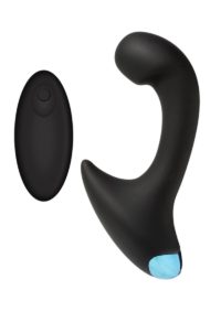 OptiMALE P-Curve Rechargeable Silicone Vibrating Prostate Stimulator with Remote Control - Black