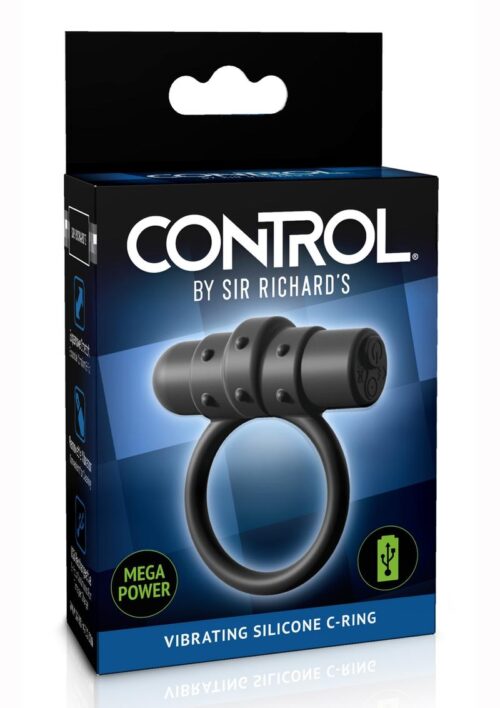 Sir Richard`s Control Silicone Cock Ring Rechargeable Vibrating - Black