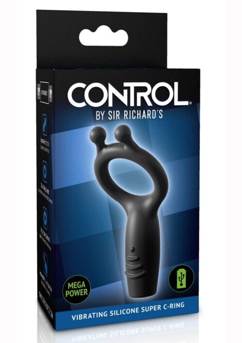 Sir Richard`s Control Silicone Super Cock Ring Rechargeable Vibrating - Black