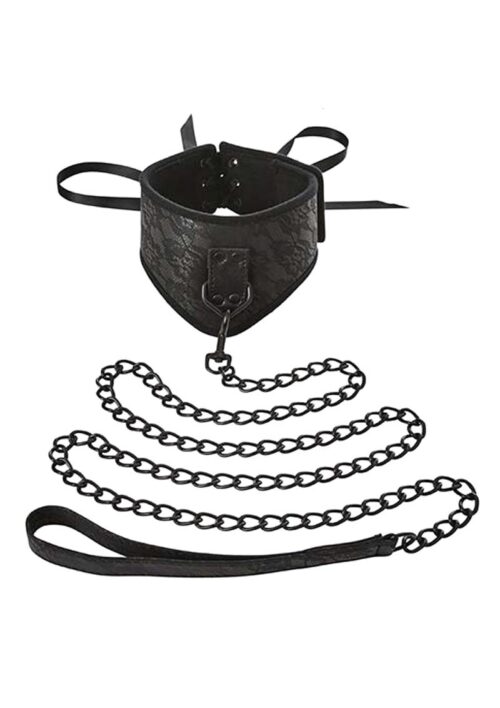 Sincerely Lace Adjustable Posture Collar And Leash - Black