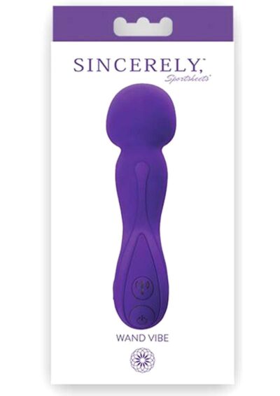 Sincerely Wand Vibe Silicone Rechargeable Vibrator - Purple