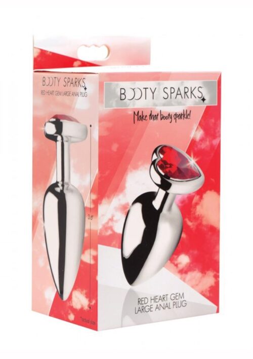 Booty Sparks Heart Gem Large Anal Plug - Red