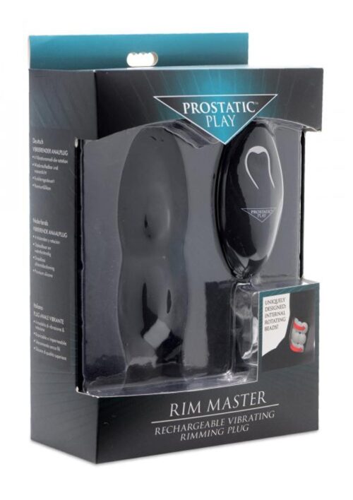 Prostatic Play Rim Master Rechargeable Silicone Vibrating Rimming Plug with Remote Control - Black
