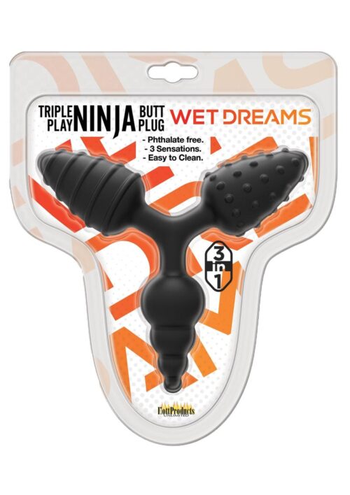 Wet Dreams Triple Play Ninja Butt Plug Black