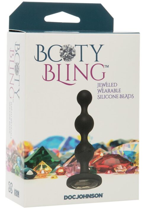 Booty Bling Jeweled Silicone Anal Beads - Silver
