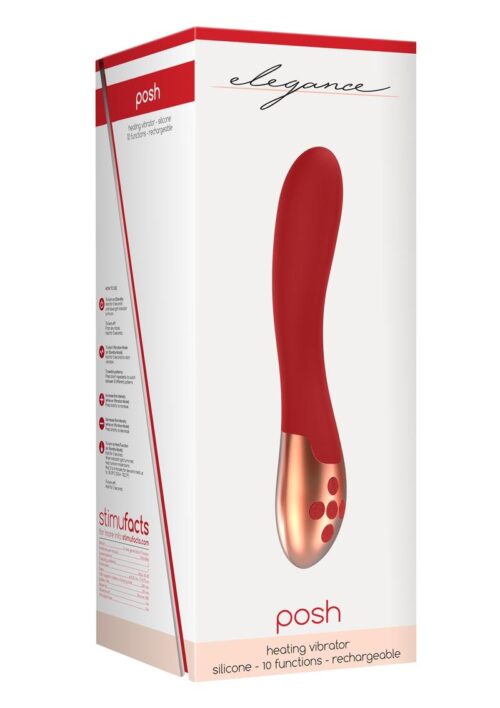 Elegance Posh Silicone Rechargeable Heating Vibrator - Red