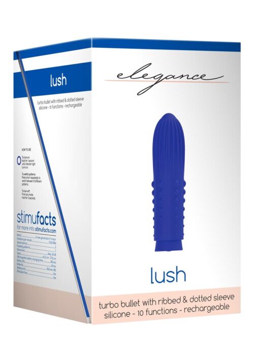 Elegance Lush Turbo Rechargeable Bullet With Silicone Sleeve Vibrator - Blue