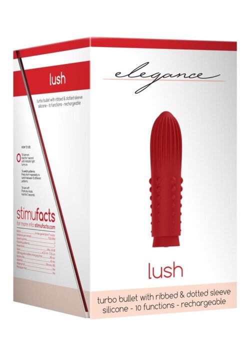 Elegance Lush Turbo Rechargeable Bullet With Silicone Sleeve Vibrator - Red