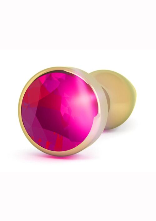 Rich R9 Butt Plug With Sparkling Sapphire - 3.9in - Gold