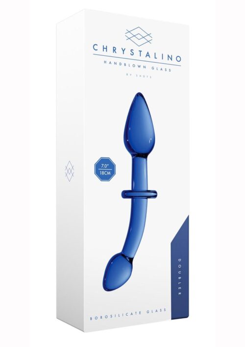 Chrystalino Doubler Glass Double Dong Dildo 7in - Blue