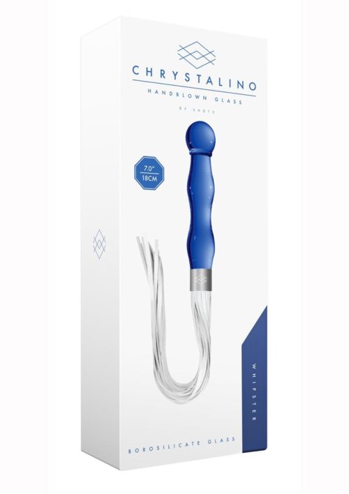Chrystalino Whipster Glass Dildo with Whip 7in - Blue