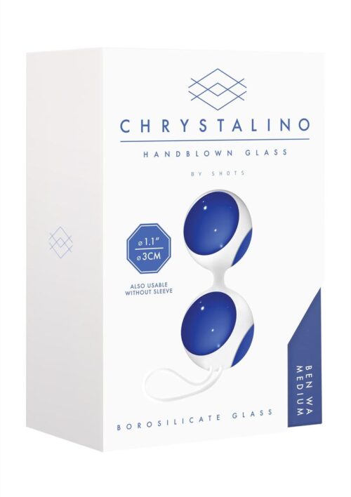 Chrystalino Ben Wa Medium Glass Ben Wa Balls -Blue/White