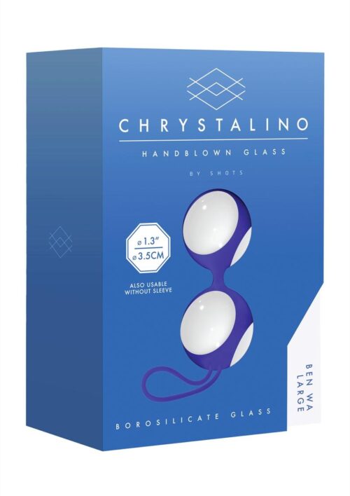 Chrystalino Ben Wa Large Glass Ben Wa Balls - White/Blue