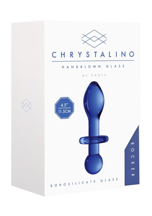 Chrystalino Rocker Glass Butt Plug 4.5in -Blue