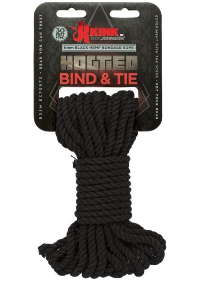 Kink Hogtied Bind and Tie 6mm Hemp Bondage Rope 30 Feet - Black