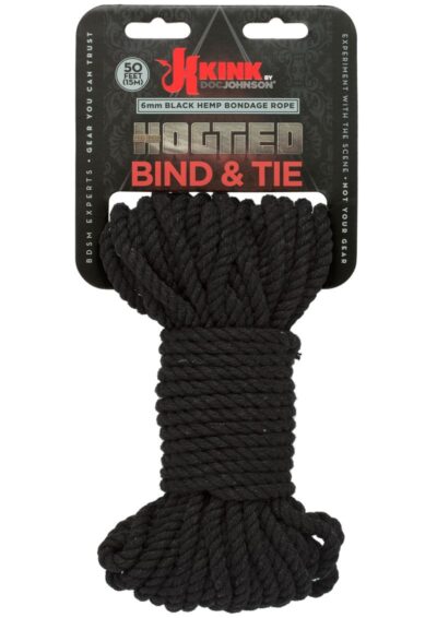Kink Hogtied Bind and Tie 6mm Hemp Bondage Rope 50 Feet - Black