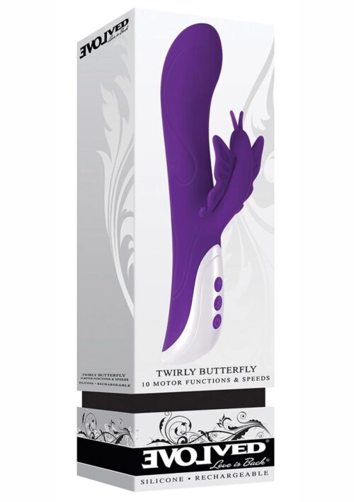 Twirly Butterfly Rechargeable Silicone Vibrator - Purple