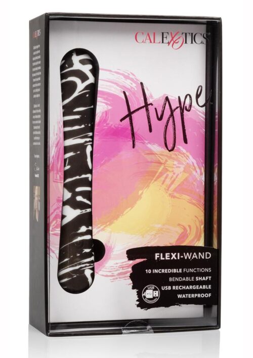 Hype Flexi Wand USB Rechargeable Vibrator Waterproof 5.5in - Black and White