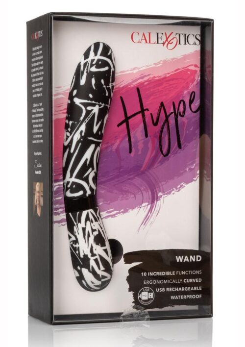 Hype Wand Rechargeable Silicone Vibrator - Black and White