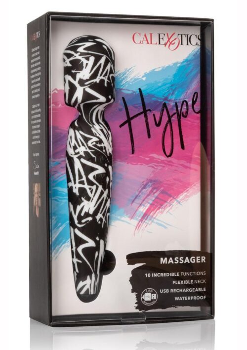 Hype USB Rechargeable Massager Waterproof 8.25in - Black and White