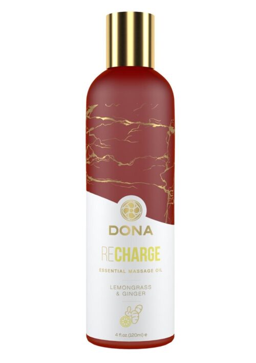 Dona Recharge Vegan Massage Oil Lemongrass and Ginger 4oz