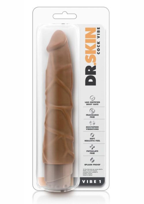 Dr. Skin Cock Vibe 1 Vibrating Dildo 9in - Caramel