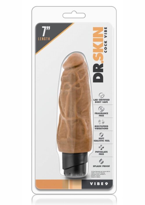 Dr. Skin Cock Vibe 9 vibrating Dildo 7.5in - Caramel