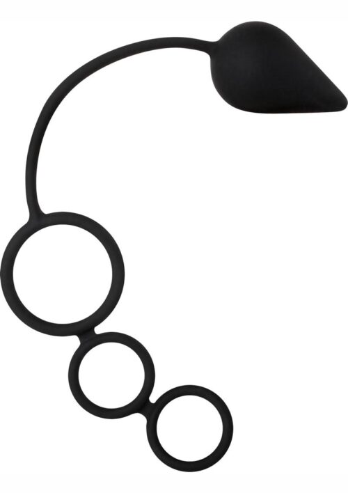 Adam and Eve 3 Rings Cock and Ball Silicone Anal Teaser Kit - Black