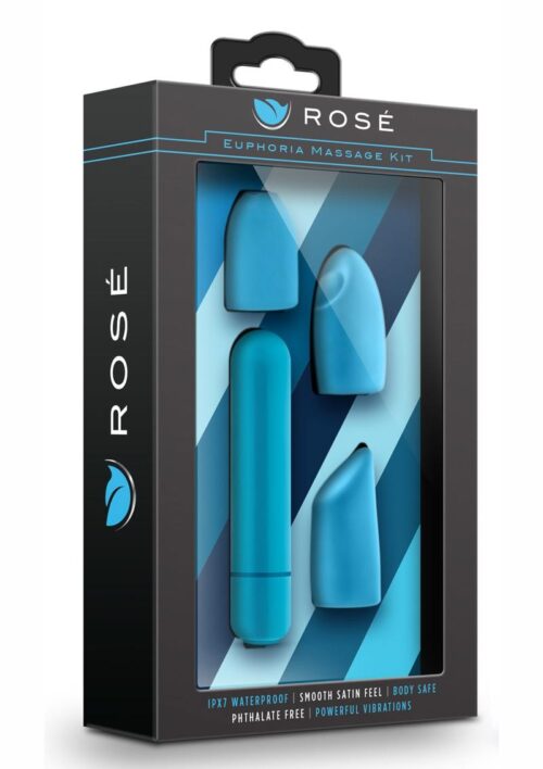 Rose Euphoria Bullet W/tips Blue Kit Massager Attachments