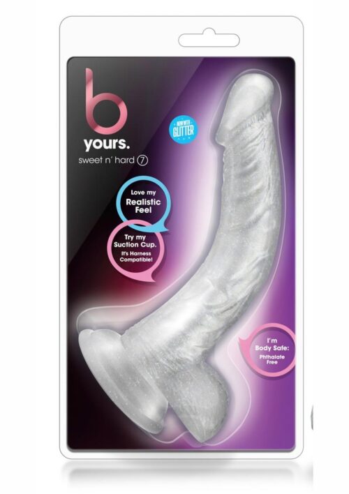 B Yours Sweet n` Hard 7 Dildo With Balls 8in - Clear