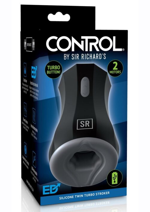 Sir Richard`s Control Silicone Twin Turbo Masturbator Rechargeable - Black/Gray
