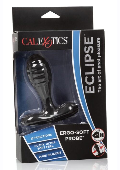 Eclipse Ergo Soft Silicone Rechargeable Vibrating Butt Plug - Black
