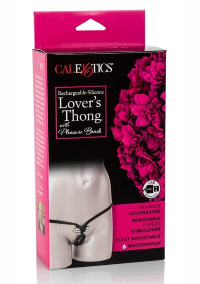 Lover`s Vibrating Thong Panty Vibe with Pleasure Beads - Black