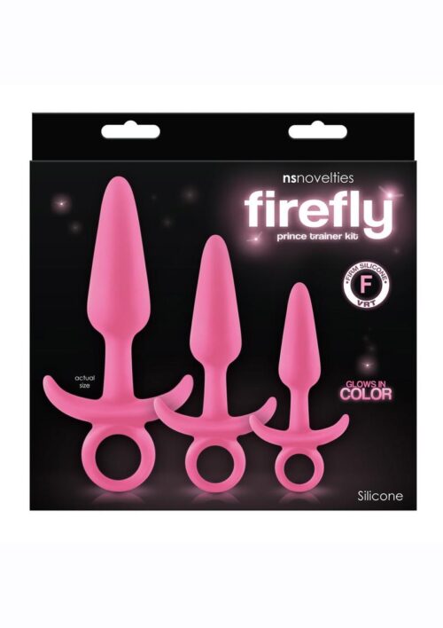 Firefly Prince Trainer Kit Silicone Butt Plugs Glow In The Dark - Pink