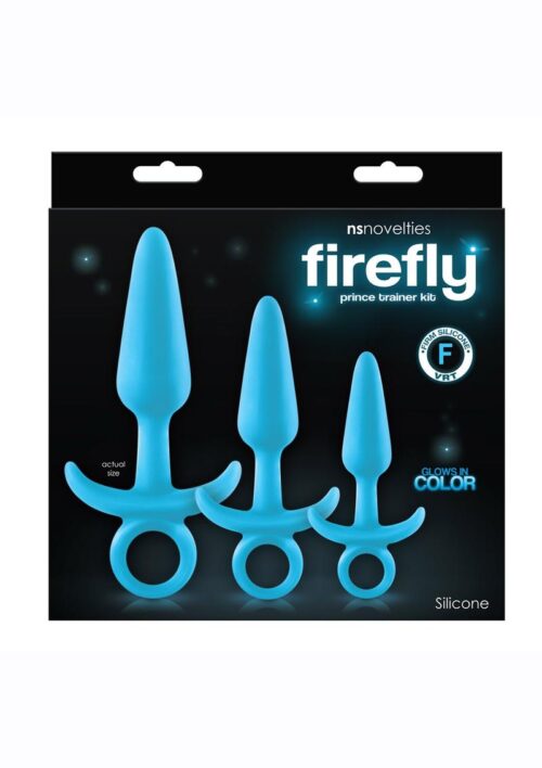 Firefly Prince Trainer Kit Silicone Butt Plugs Glow In The Dark - Blue