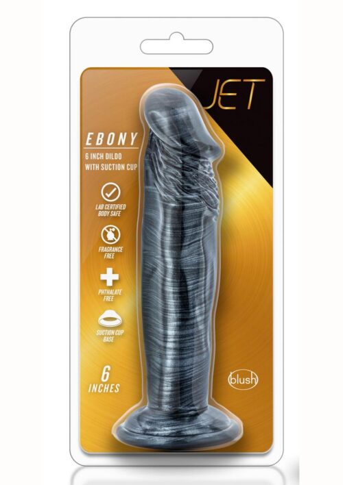Jet Ebony Dildo 6in - Carbon Metallic Black