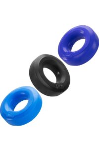 Hunkyjunk HUJ3 Silicone C-Rings (3 Pack) - Blue/Black/Teal